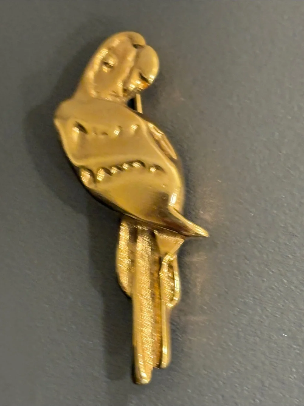 KJL Parrot Pin Brooch Signed Gold Tone Macaw Bird Kenneth J Lane HTF